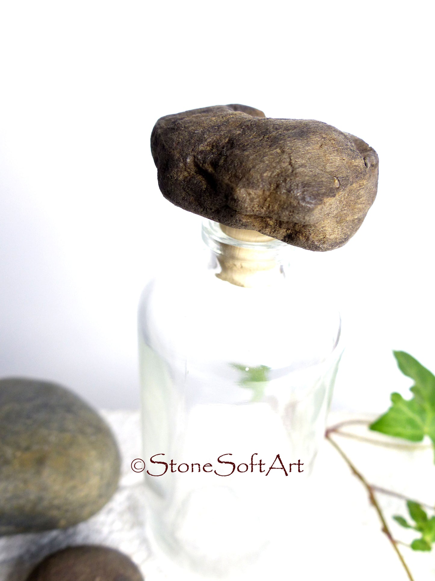 CORK #19 for vinegar or oil bottle with DRIFTWOOD handle, handcrafted gift