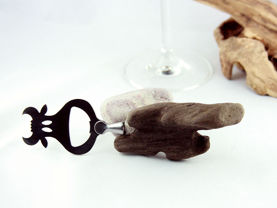 BOTTLE OPENER 'Cow Conny' with DRIFTWOOD handle, cow cutlery, handcrafted by StoneSoftArt