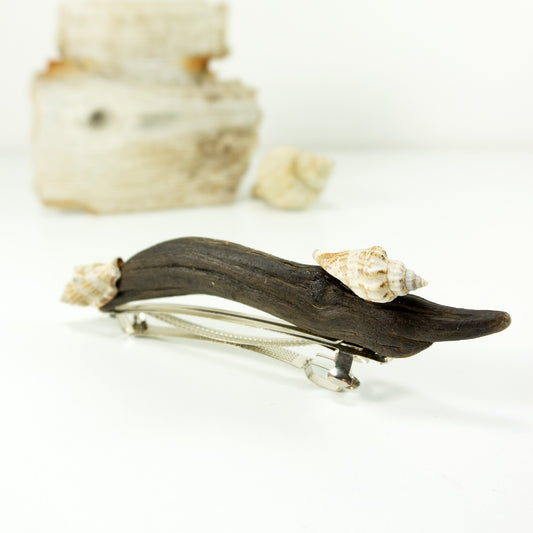 Lovely handcrafted silver DRIFTWOOD HAIR BARRETTE 'Maja' with seashells