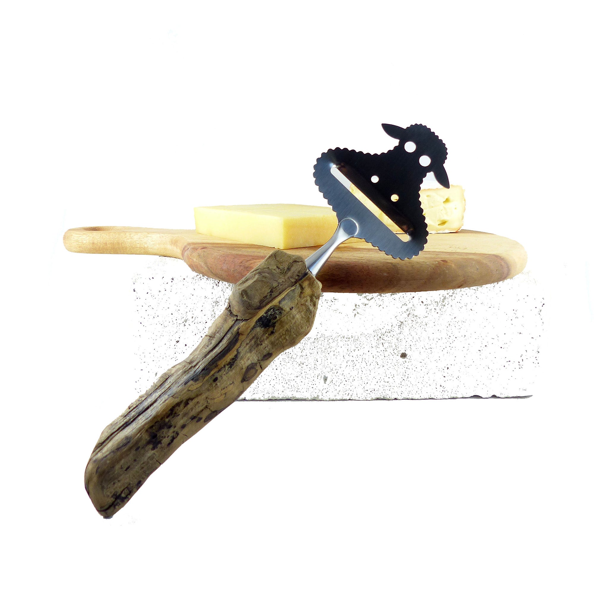 driftwood cheese slicer, cheese knife, driftwood wine bottle cork, driftwood handled cutlery