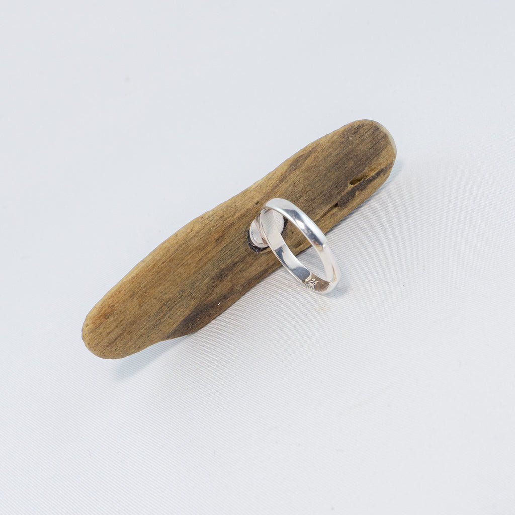 925 Silver Ring - Adjustable Unique Driftwood Ring NJORD with Amber