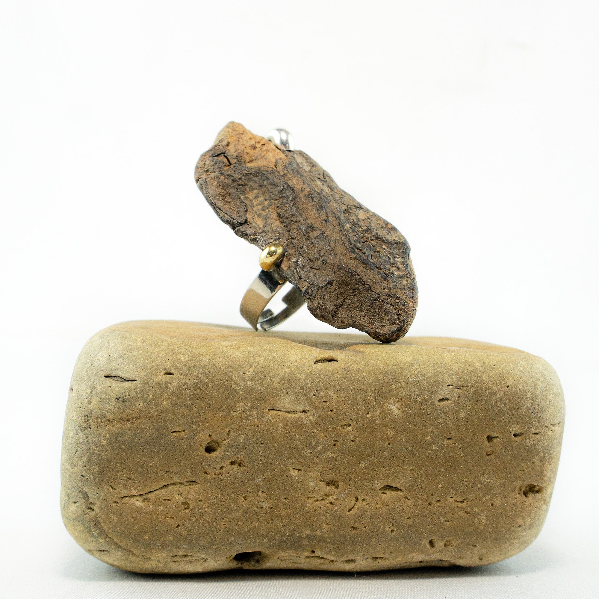 Unique Adjustable Driftwood Ring THORKIL - Sustainable Jewelry 925 Silver