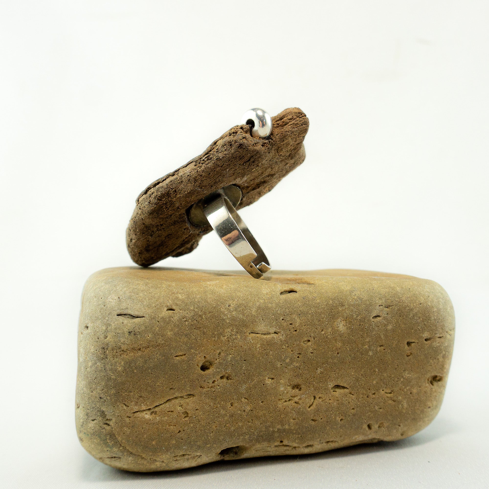 Unique Adjustable Driftwood Ring THORKIL - Sustainable Jewelry 925 Silver