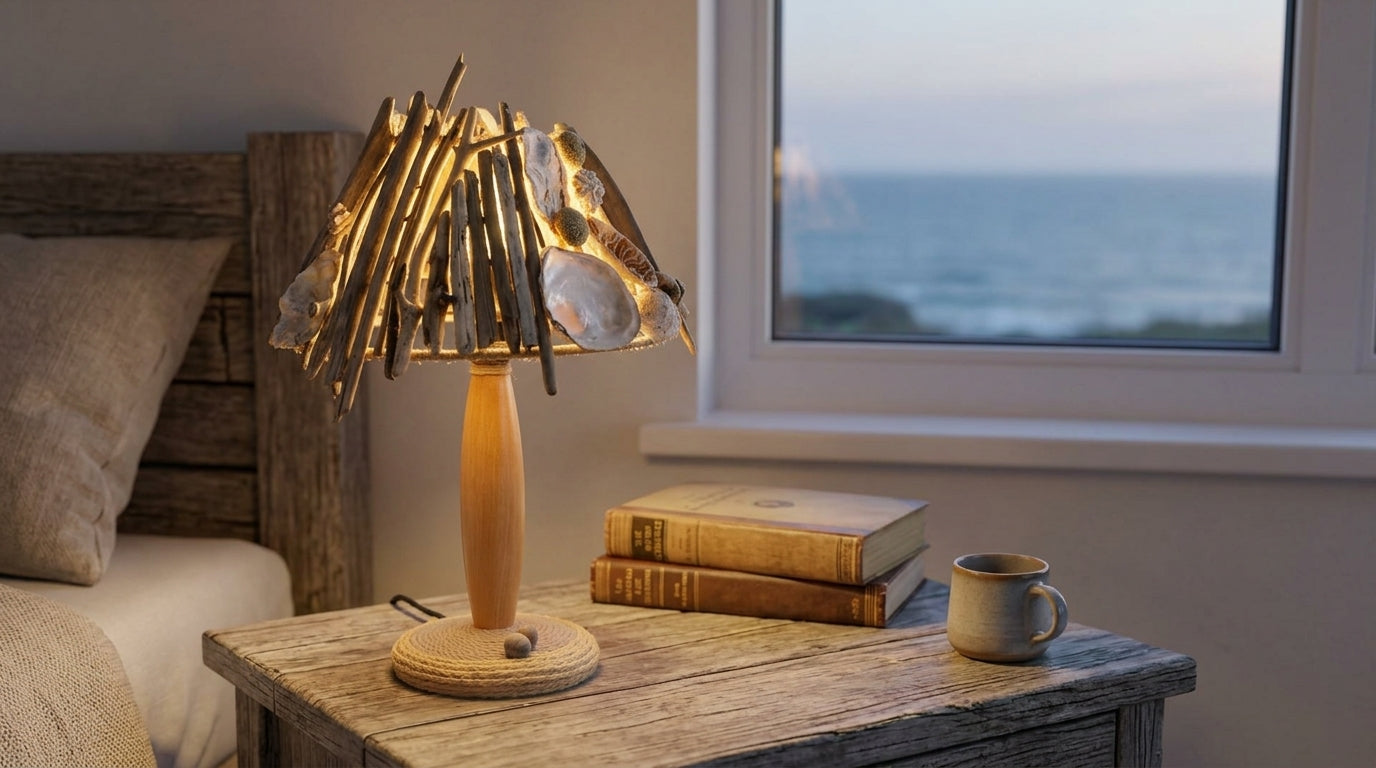 Handgefertigte Tischlampe STINA – Natürliches Treibholz-Design mit Holzsockel