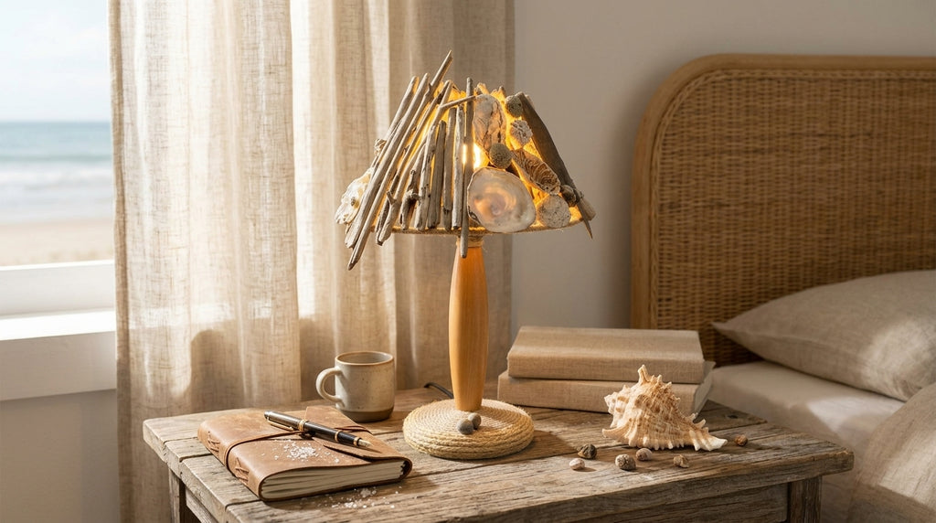 Handgefertigte Tischlampe STINA – Natürliches Treibholz-Design mit Holzsockel