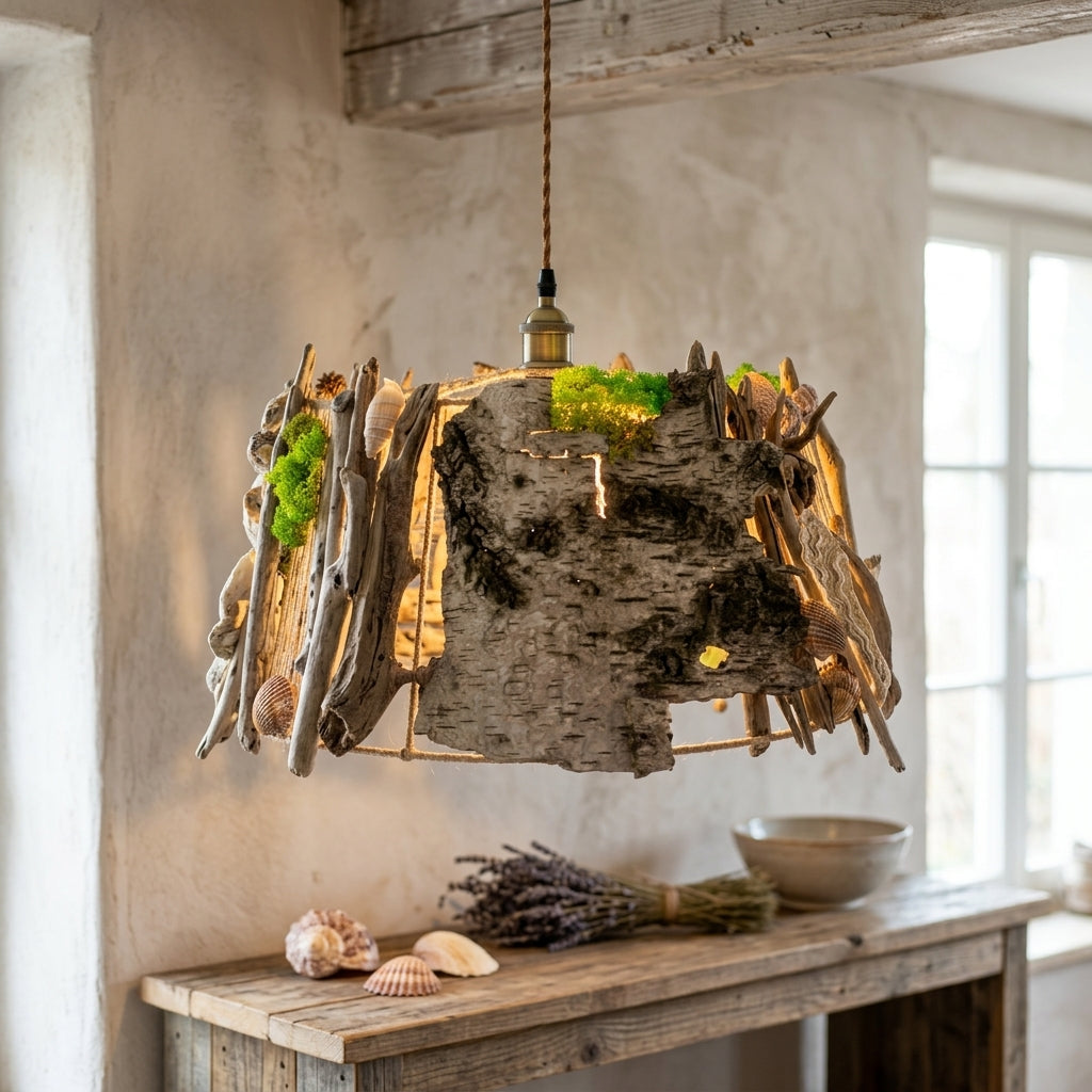 Einzigartige DRIFTWOOD-PENDELLEUCHE 'Aarhus', handgefertigte nachhaltige Hängeleuchte