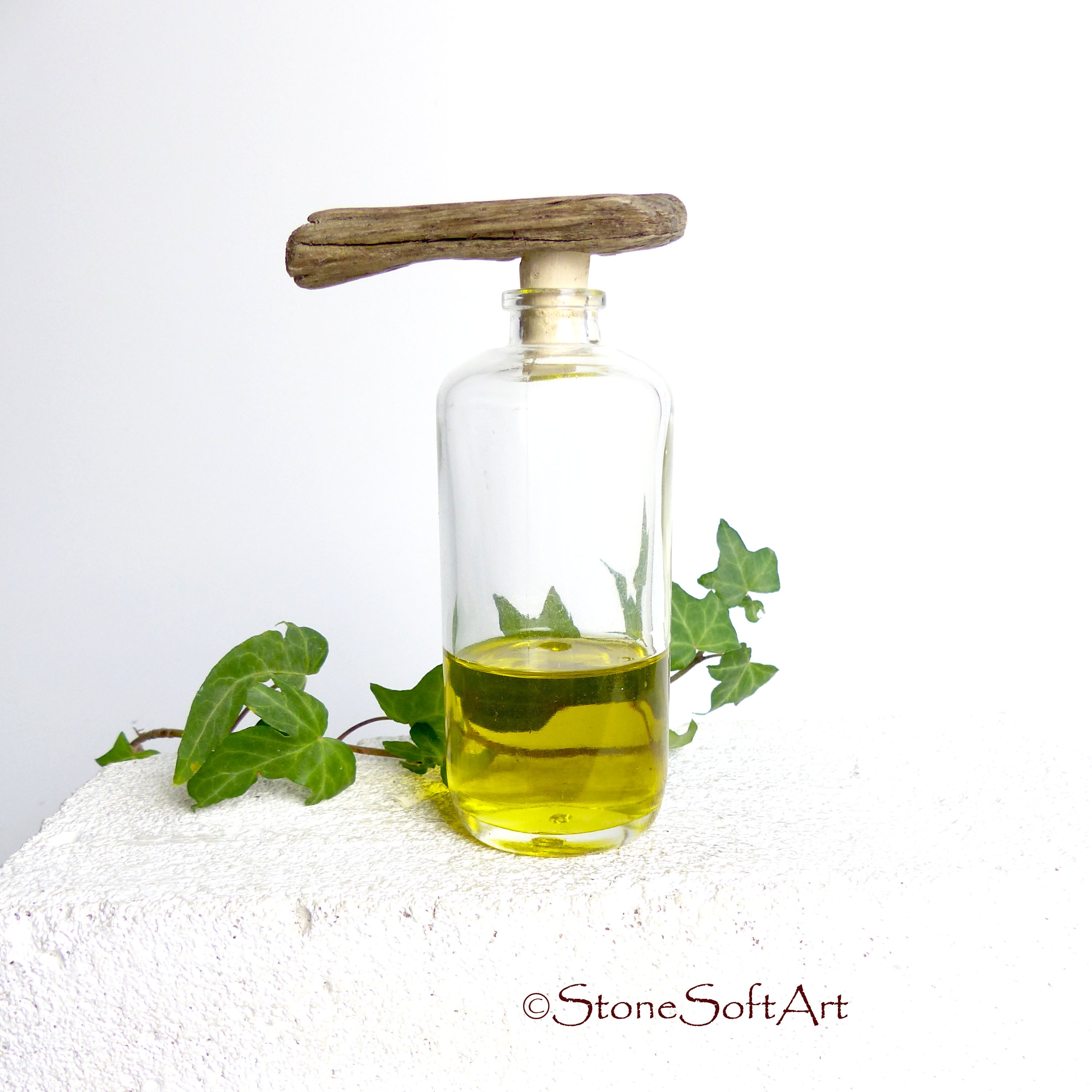 Handcrafted BOTTLE CORK #15 for vinegar or oil bottle with DRIFTWOOD handle