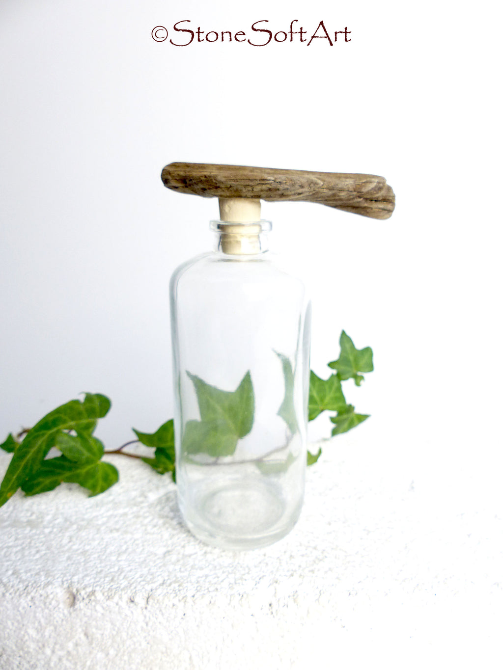 Handcrafted BOTTLE CORK #15 for vinegar or oil bottle with DRIFTWOOD handle