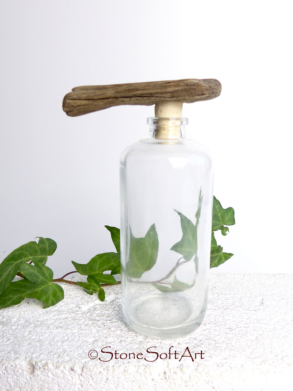 Handcrafted BOTTLE CORK #15 for vinegar or oil bottle with DRIFTWOOD handle