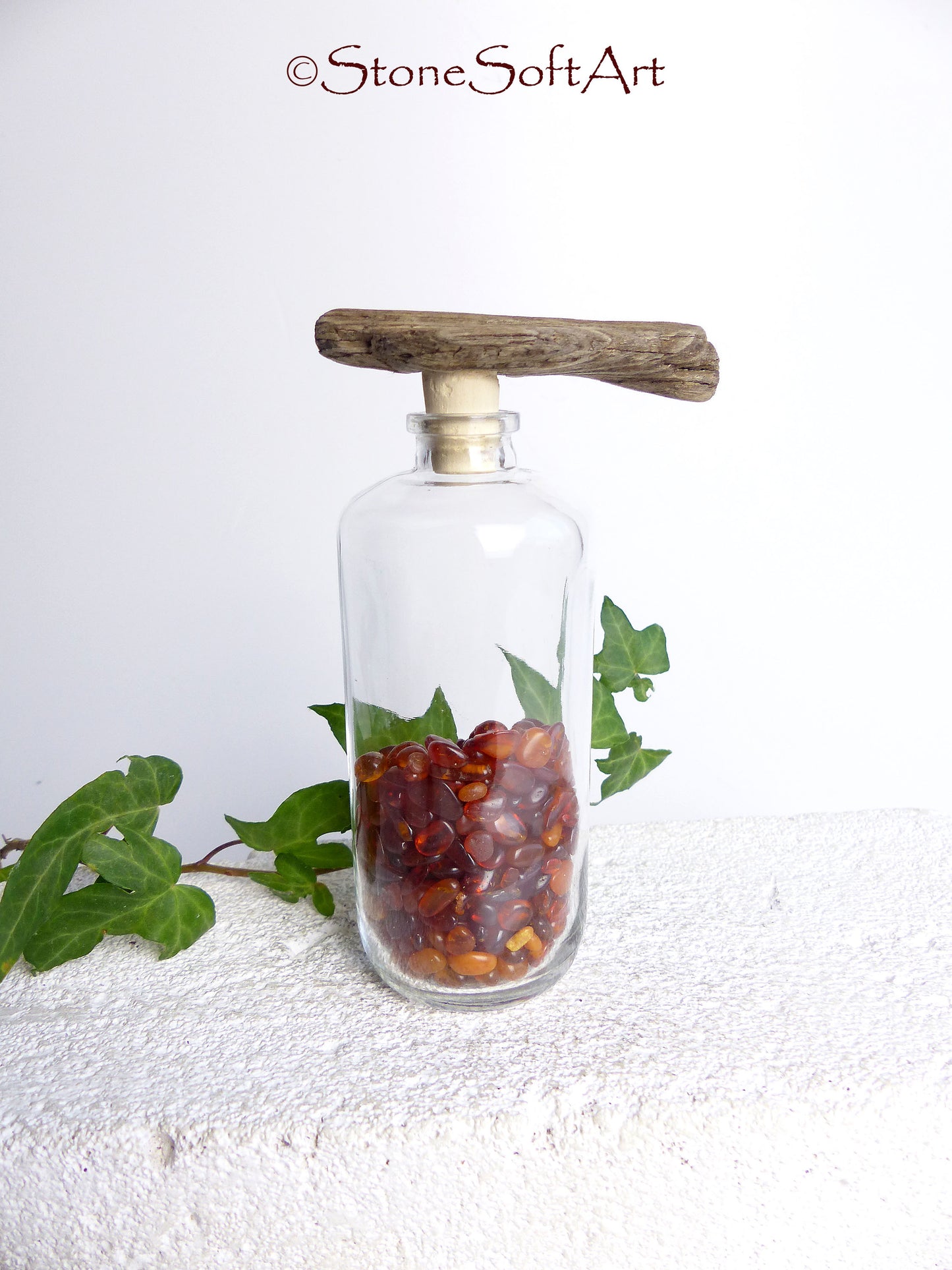 Handcrafted BOTTLE CORK #15 for vinegar or oil bottle with DRIFTWOOD handle