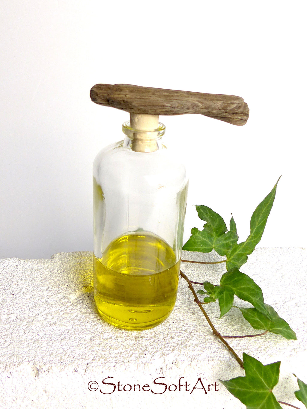 Handcrafted BOTTLE CORK #15 for vinegar or oil bottle with DRIFTWOOD handle