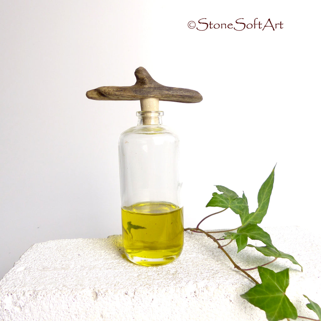 CORK #17 for vinegar or oil bottle with DRIFTWOOD handle, handcrafted gift