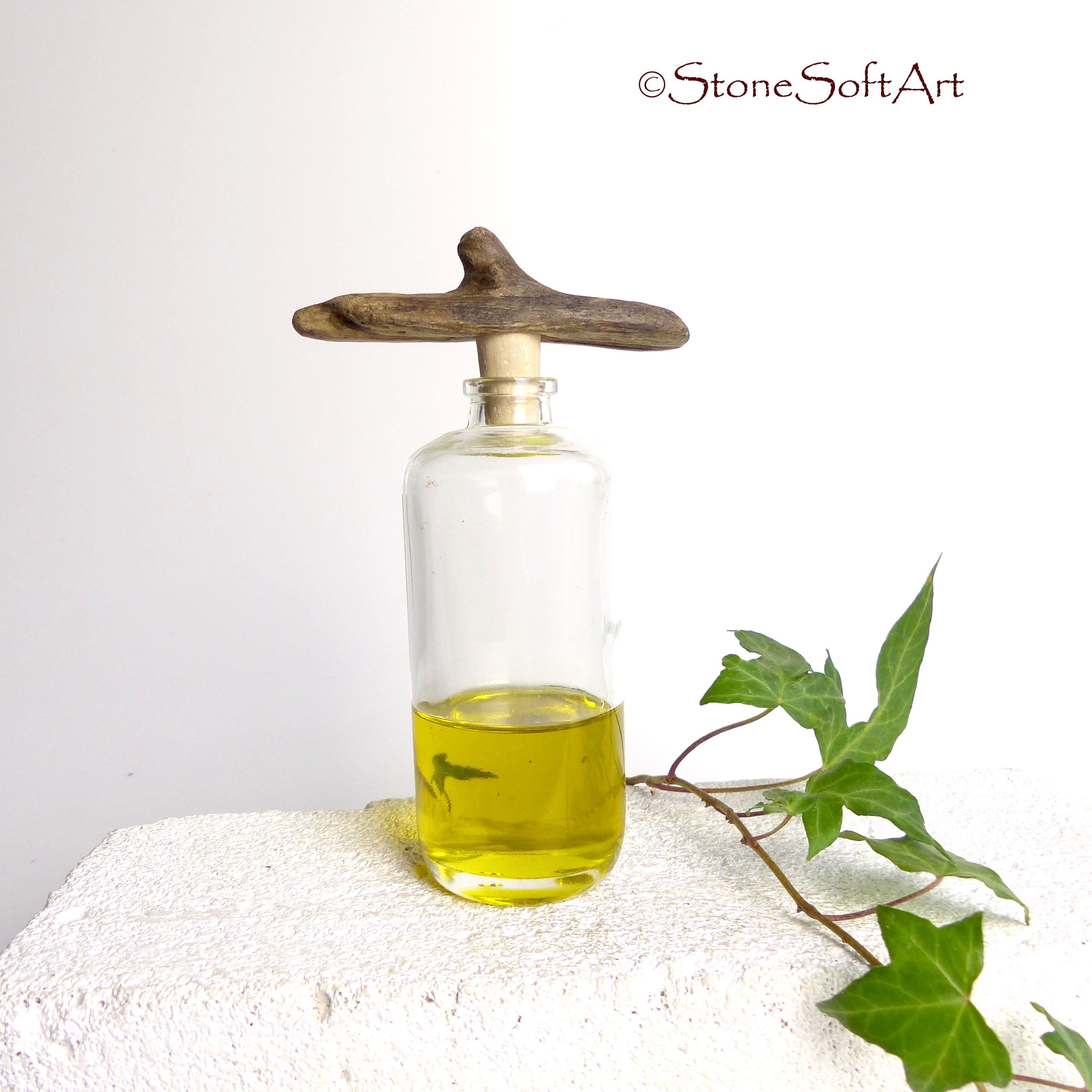 CORK #17 for vinegar or oil bottle with DRIFTWOOD handle, handcrafted gift