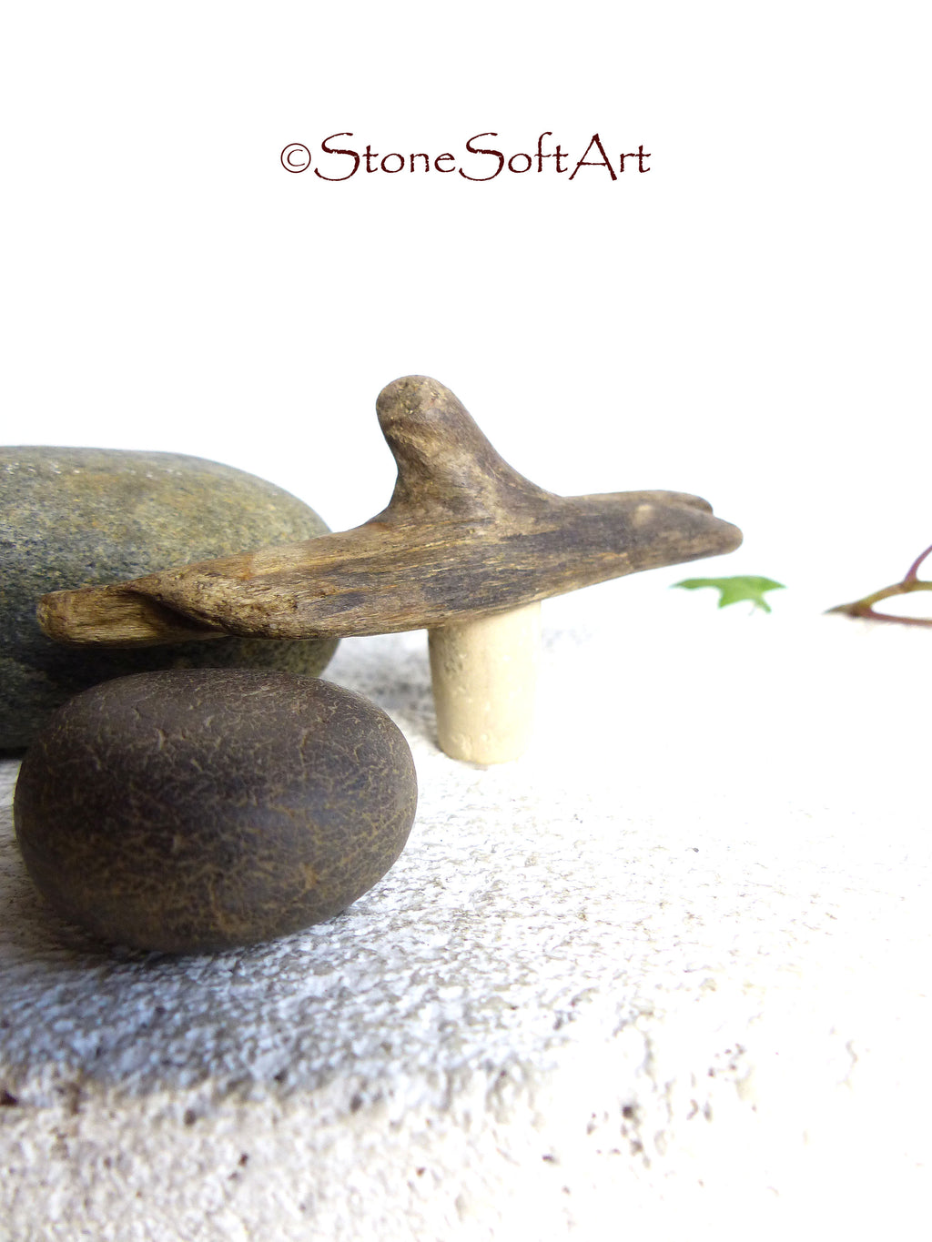 CORK #17 for vinegar or oil bottle with DRIFTWOOD handle, handcrafted gift