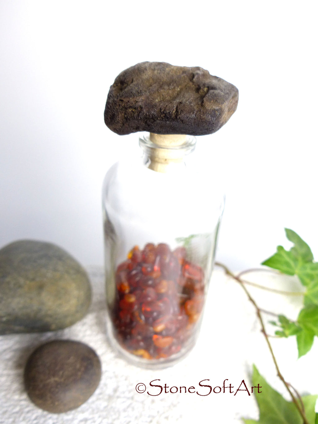 CORK #19 for vinegar or oil bottle with DRIFTWOOD handle, handcrafted gift