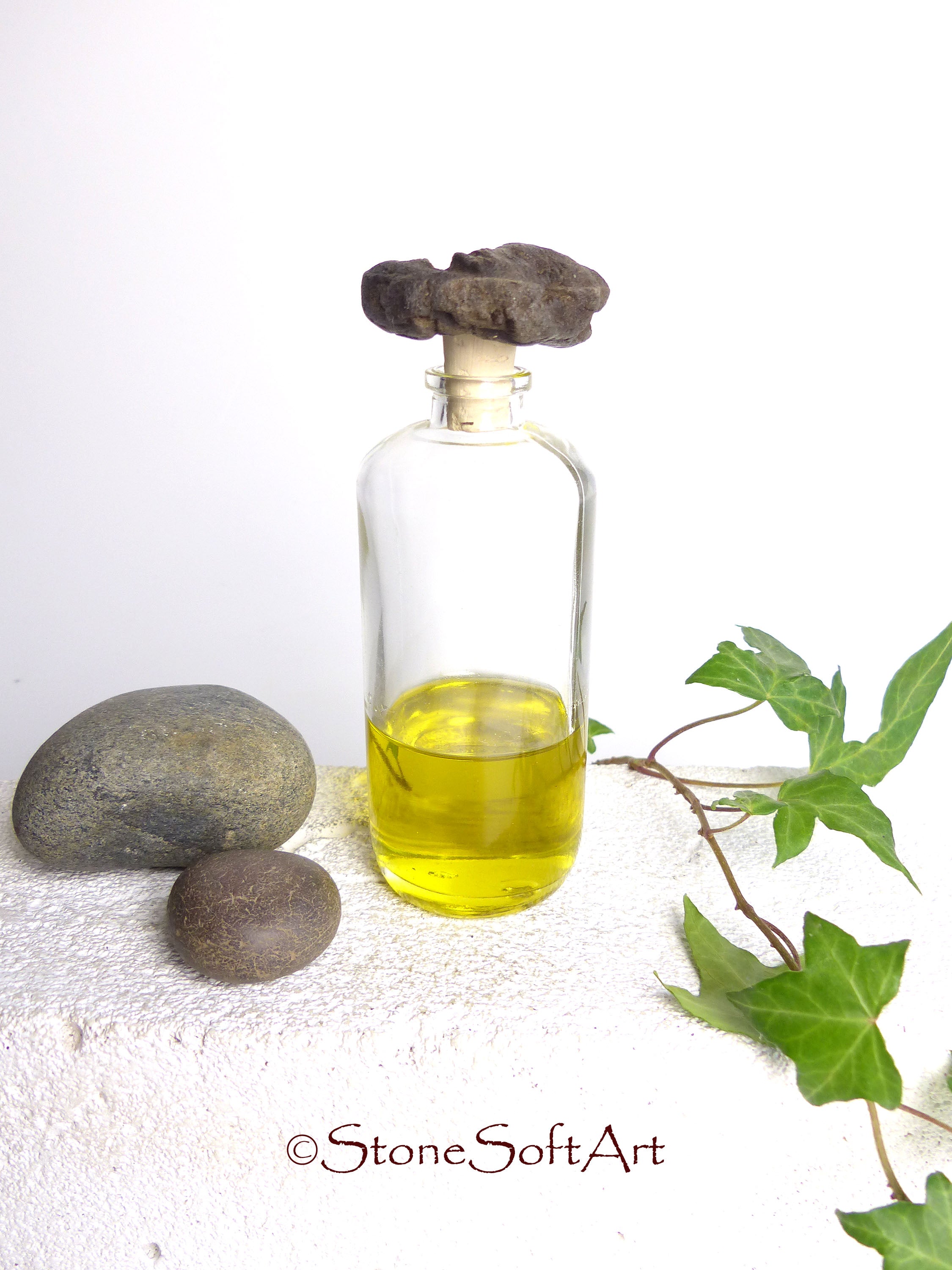 CORK #19 for vinegar or oil bottle with DRIFTWOOD handle, handcrafted gift