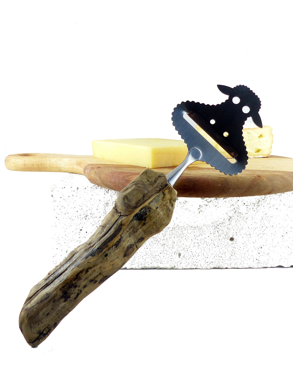 CHEESE SLICER 'Sheep Suzie' with DRIFTWOOD handle, sheep cutlery, handcrafted by StoneSoftArt