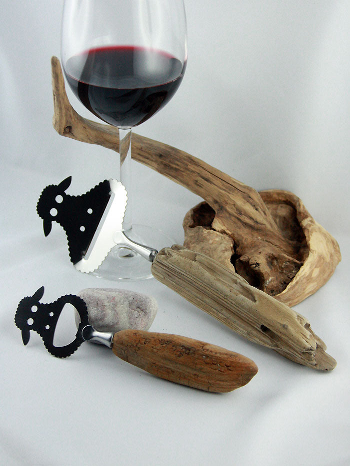 BOTTLE OPENER 'Sheep Shawn' with DRIFTWOOD handle, sheep cutlery, handcrafted by StoneSoftArt