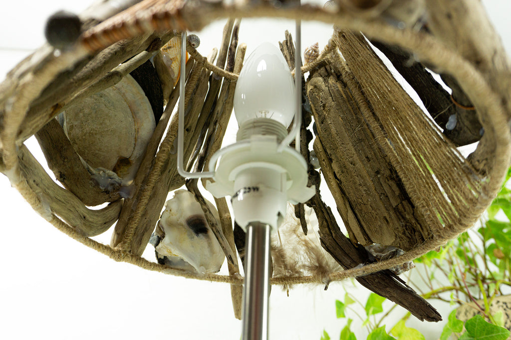 Unique DRIFTWOOD TABLE LAMP 'Edda' with metal foot by StoneSoftArt