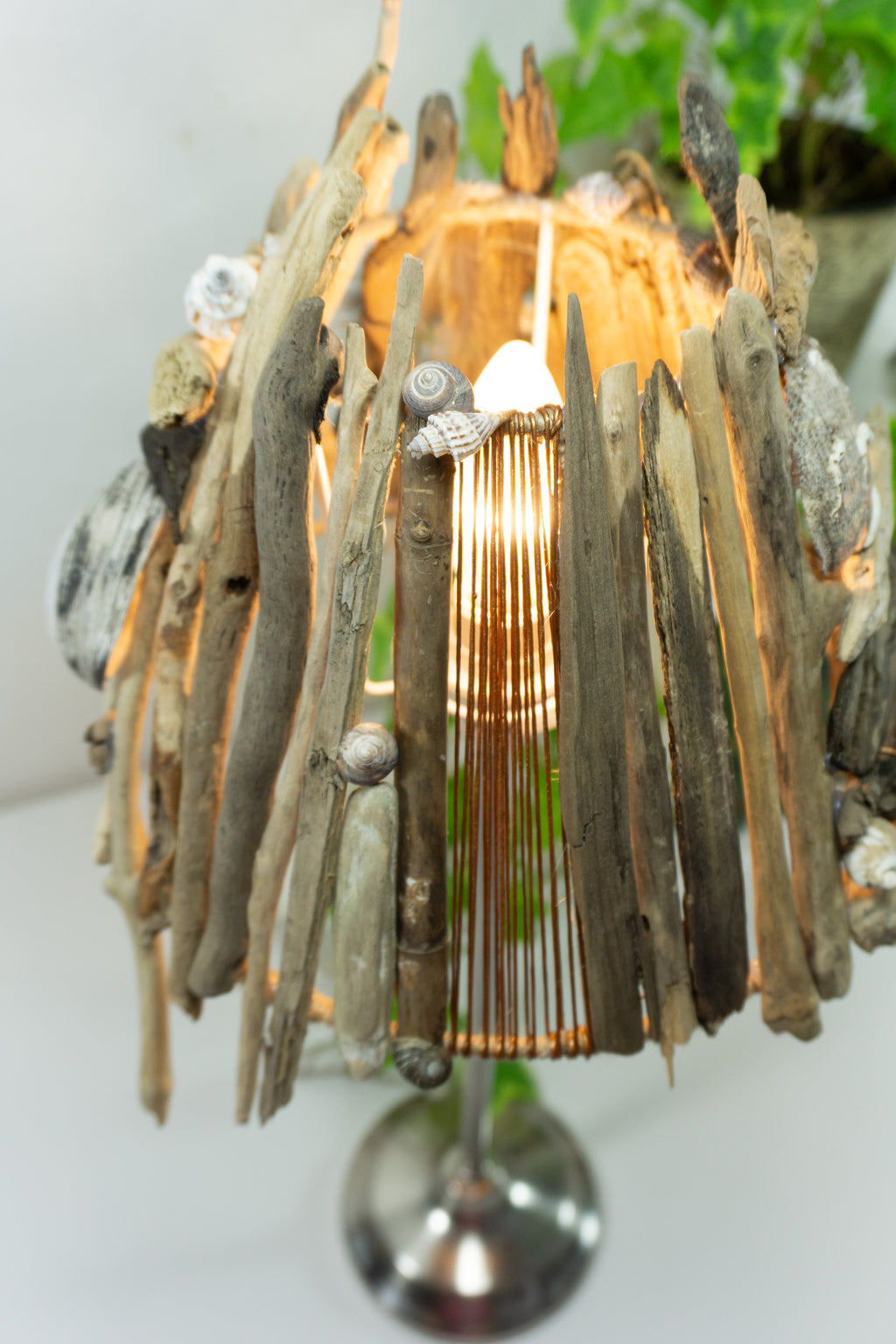 Unique DRIFTWOOD TABLE LAMP 'Edda' with metal foot by StoneSoftArt