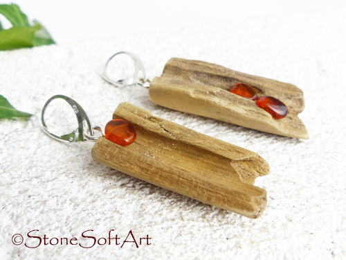 Driftwood Amber Ohrringe SOOKIE 925 Silber, handgefertigtes umweltfreundliches Geschenk