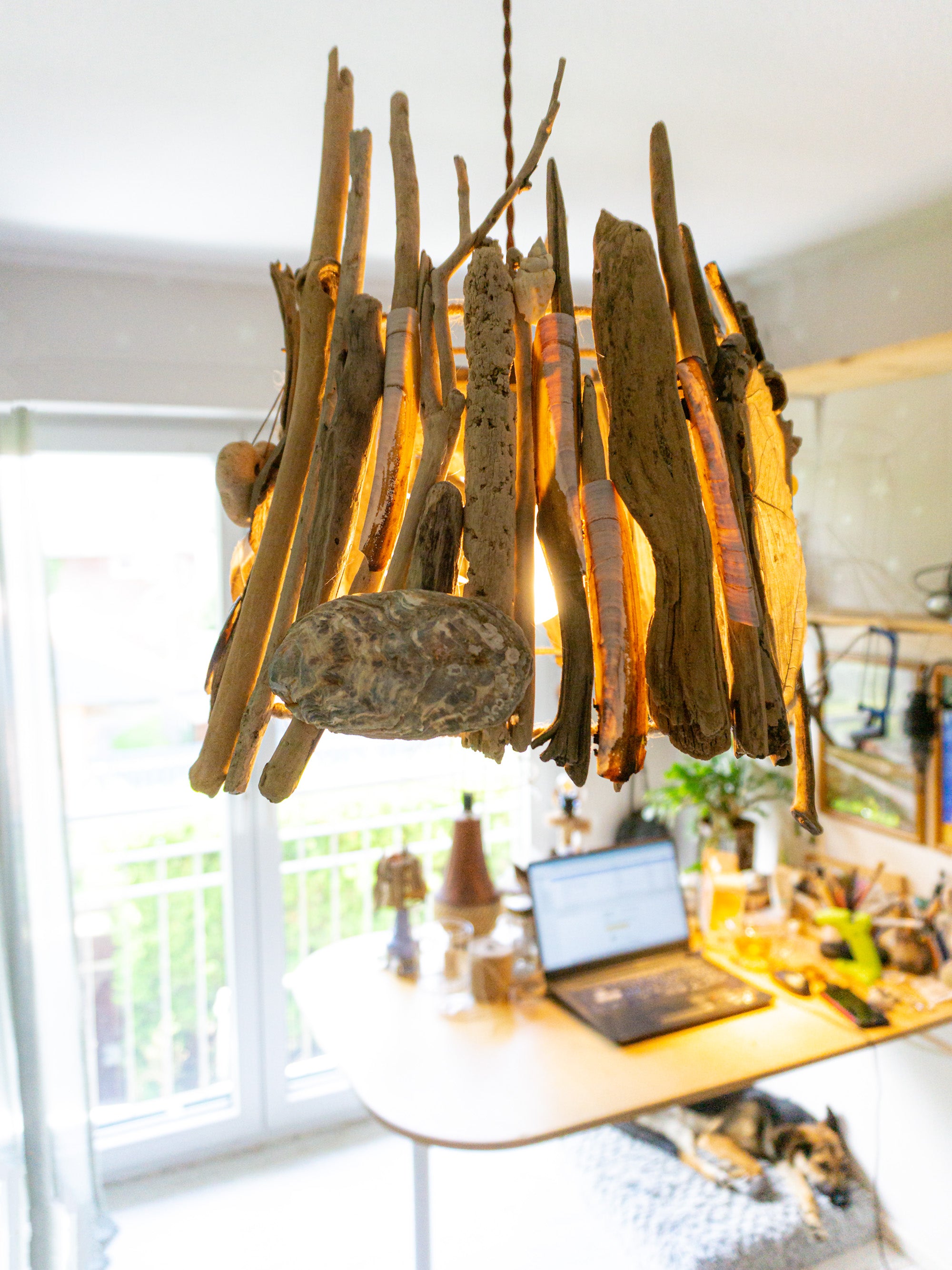 Unique DRIFTWOOD PENDANT LIGHT 'Stockholm', hand-crafted ceiling lamp