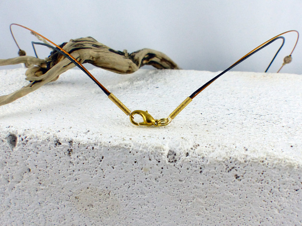 Unique leather shell jasper cork NECKLACE 'Norderoog', sustainable handmade jewelry