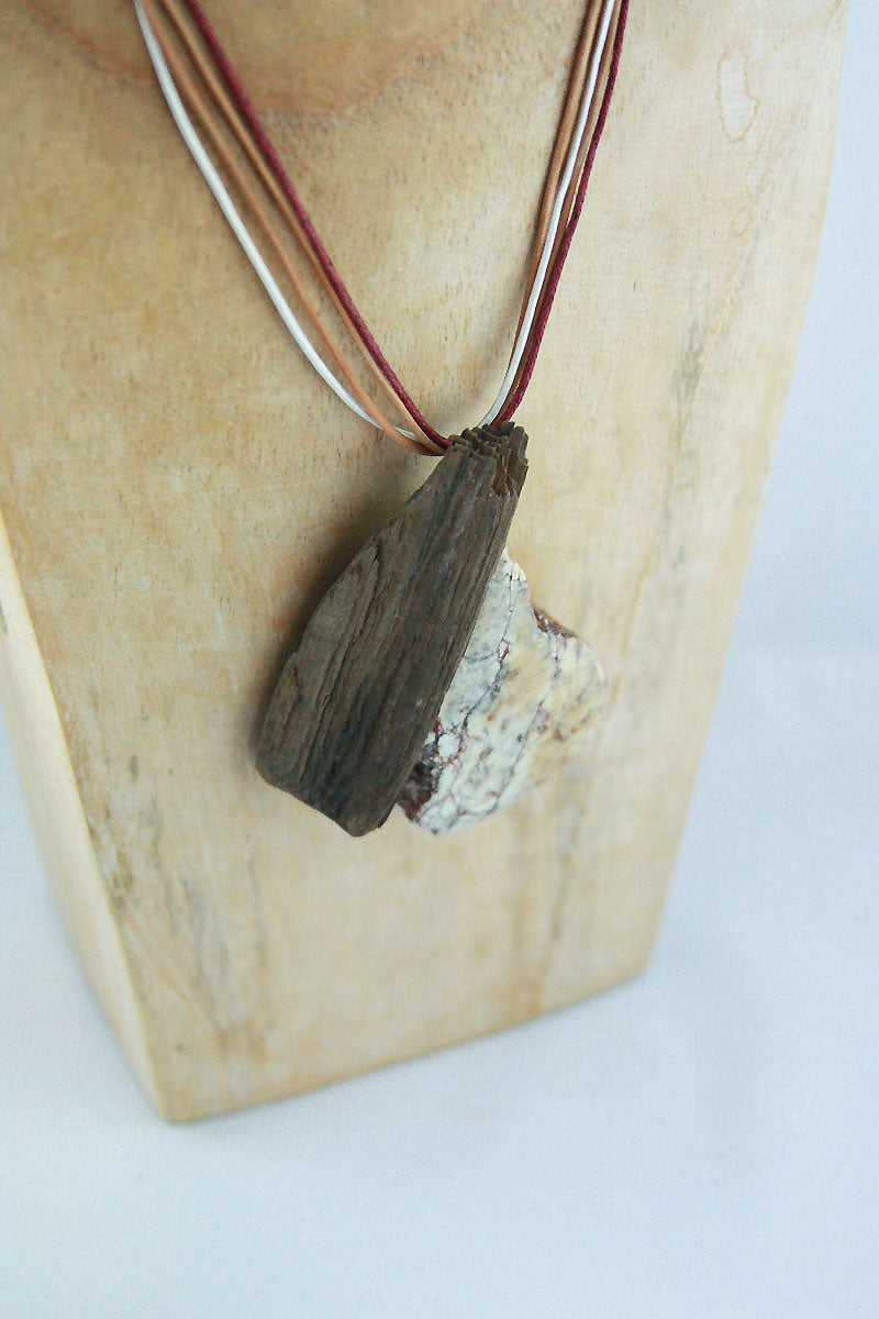 DRIFTWOOD Steatite Leather NECKLACE 'Saltholm', sustainable handmade jewelry