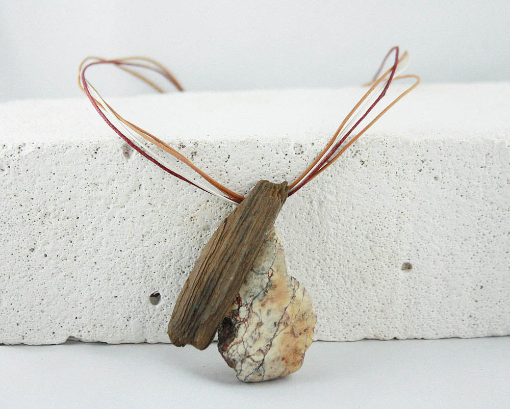 DRIFTWOOD Steatite Leather NECKLACE 'Saltholm', sustainable handmade jewelry