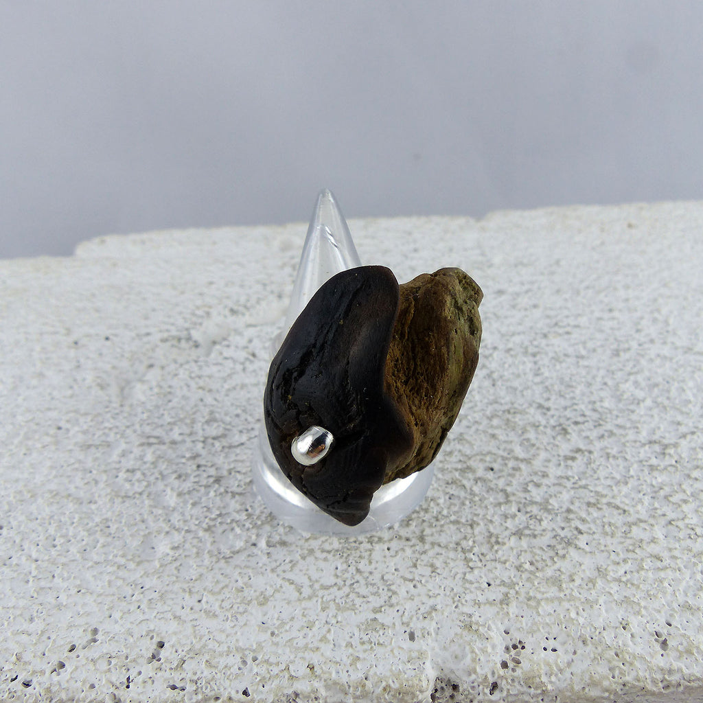 Unique adjustable handmade Driftwood Ring TALIS, 925 Silver