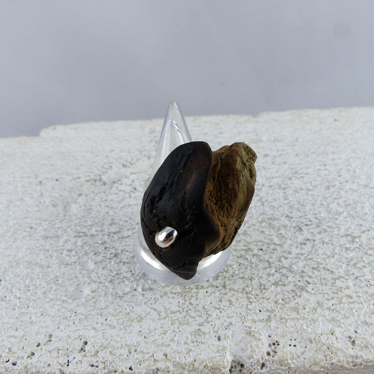 Unique adjustable handmade Driftwood Ring TALIS, 925 Silver