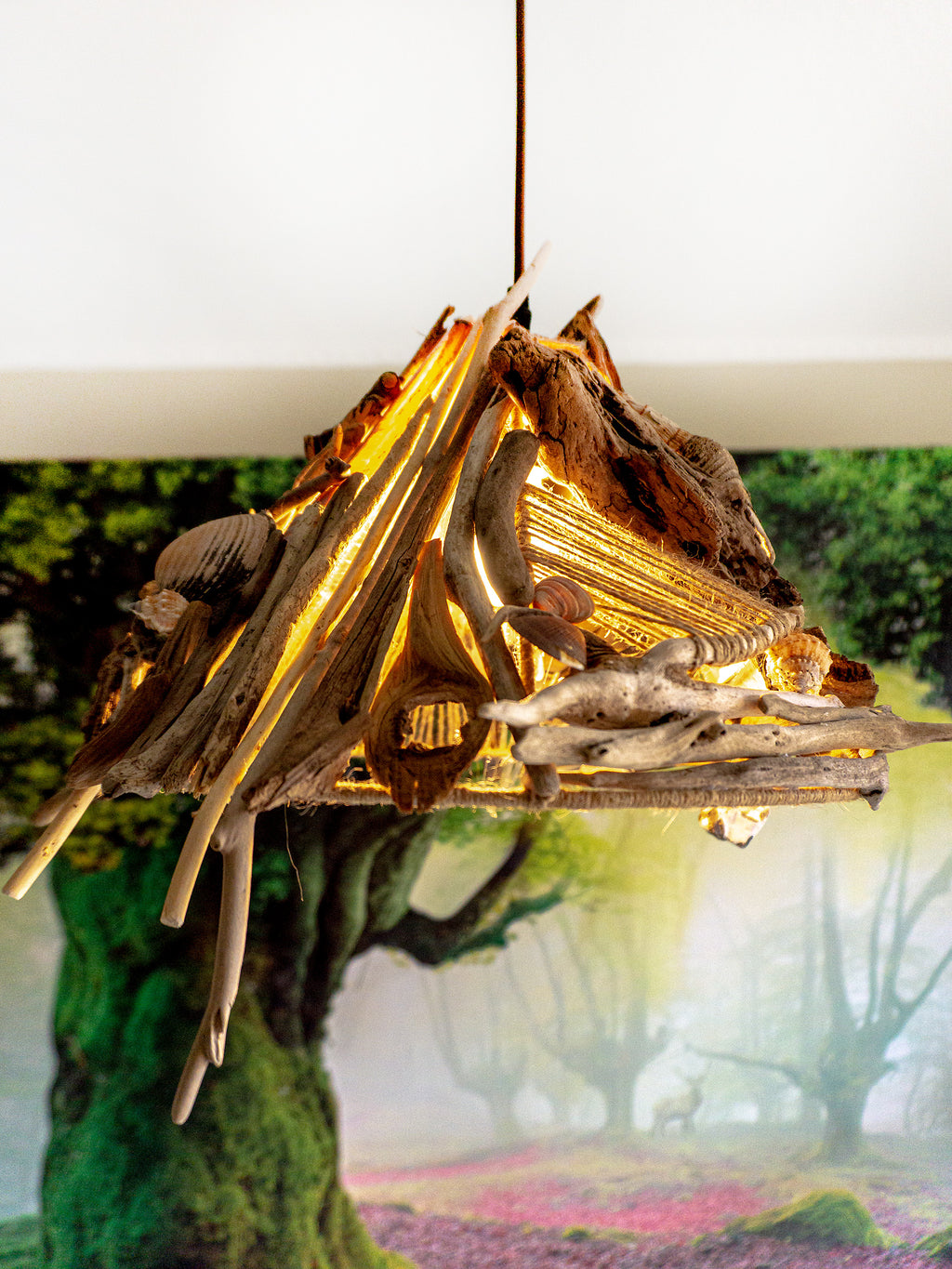 One-of-a-kind DRIFTWOOD PENDANT LIGHT 'Tallin', hand-crafted ceiling lamp