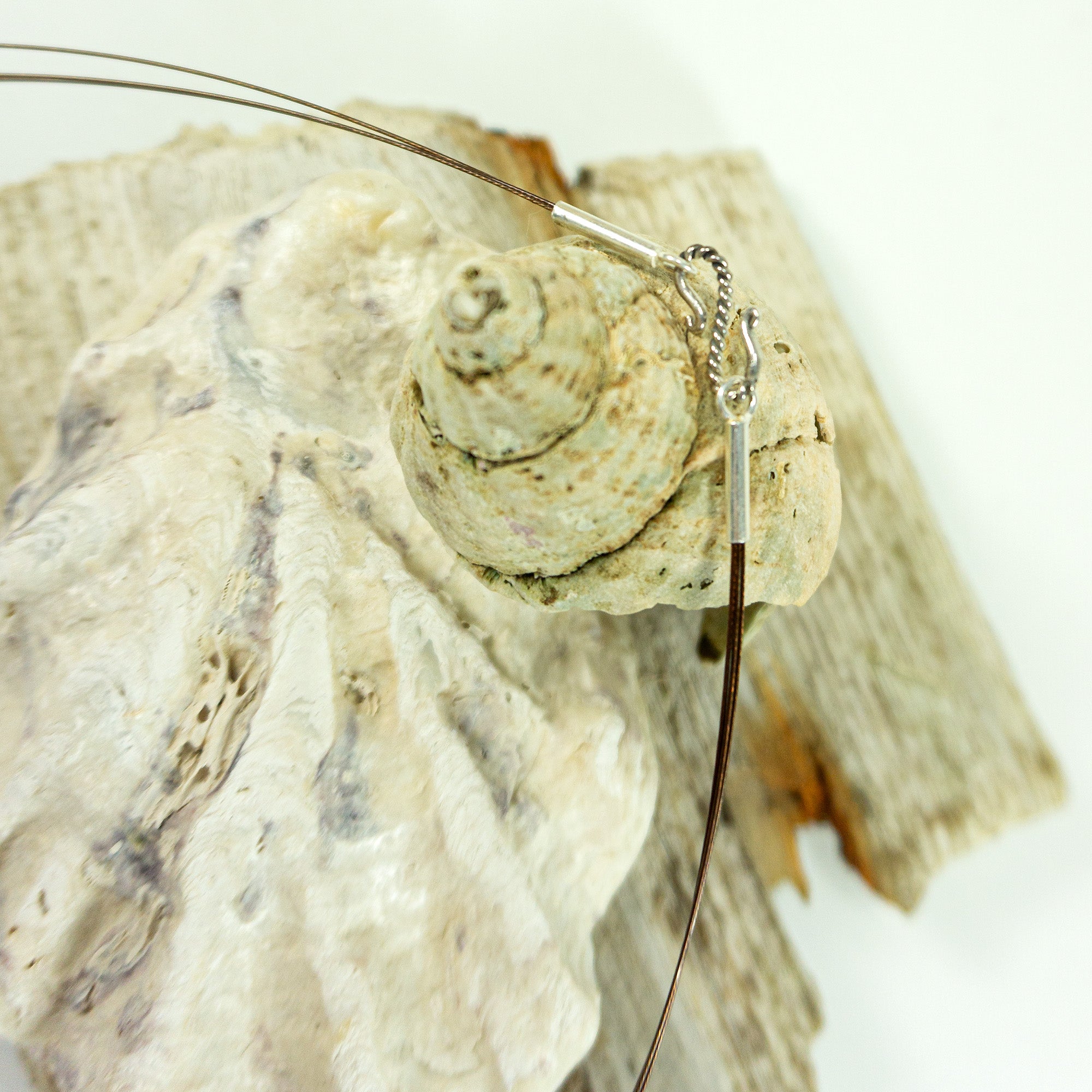 One-of-a-kind DRIFTWOOD NECKLACE 'Fünen' with tiger's eye, 925 silver