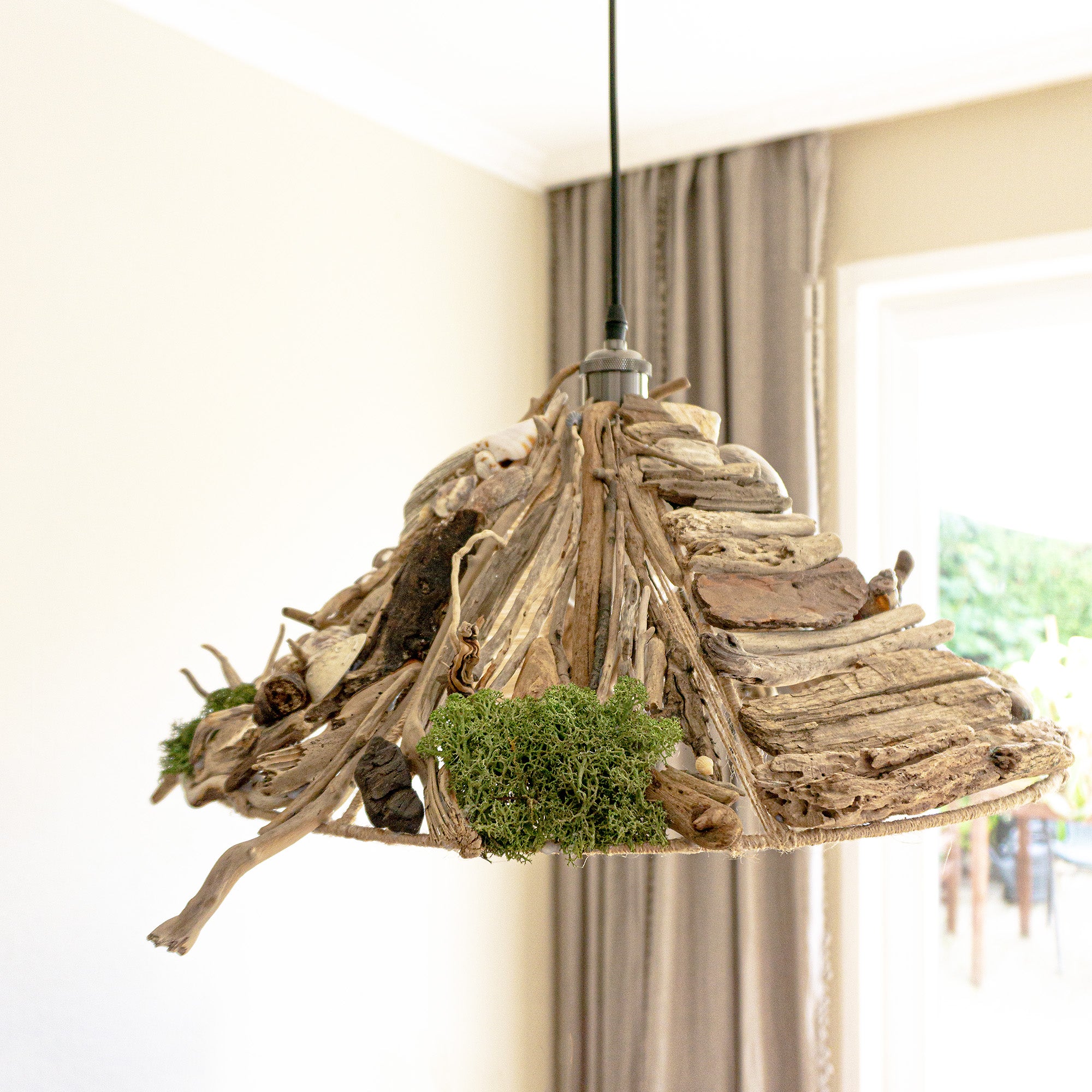 Large unique DRIFTWOOD PENDANT LIGHT 'Malmö', hand-crafted ceiling lamp