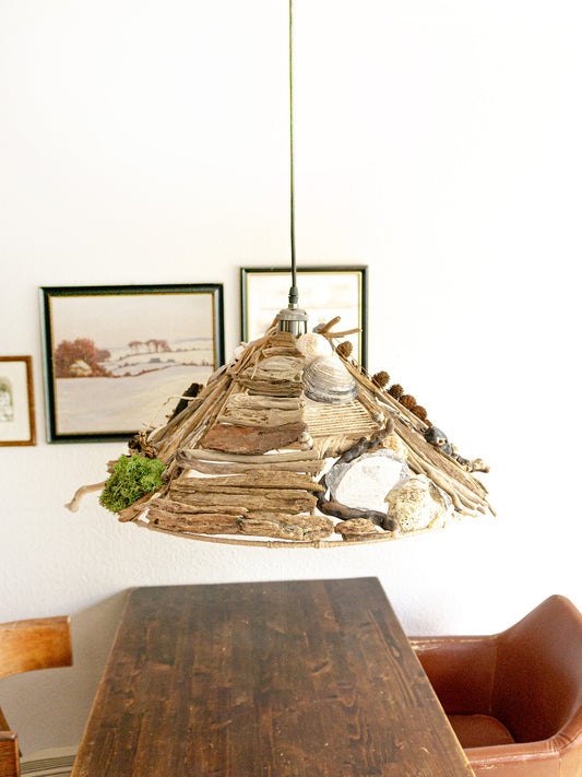 Large unique DRIFTWOOD PENDANT LIGHT 'Malmö', hand-crafted ceiling lamp