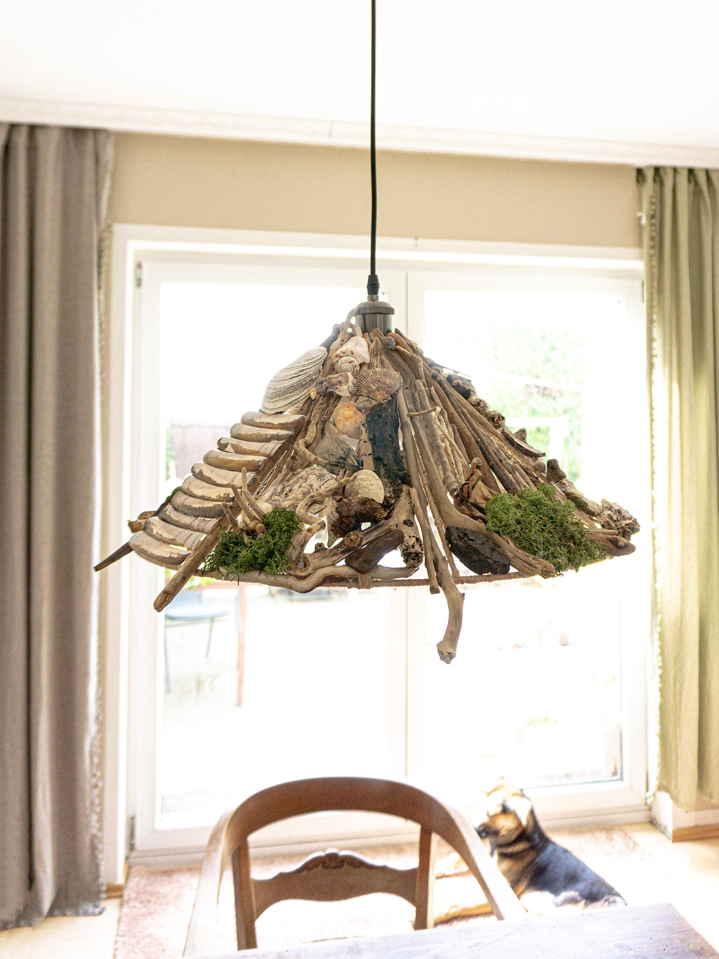 Large unique DRIFTWOOD PENDANT LIGHT 'Malmö', hand-crafted ceiling lamp
