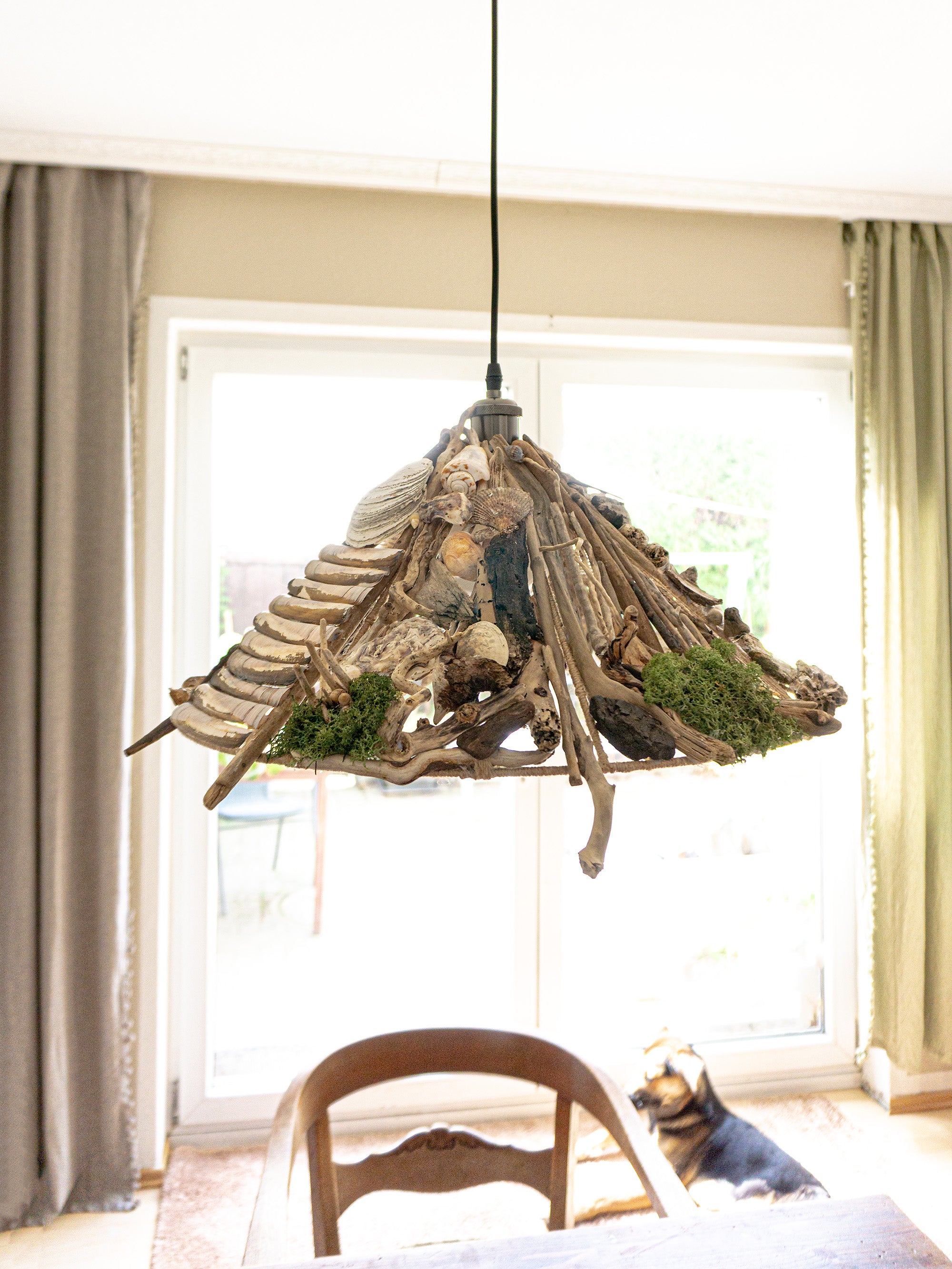 Large unique DRIFTWOOD PENDANT LIGHT 'Malmö', hand-crafted ceiling lamp