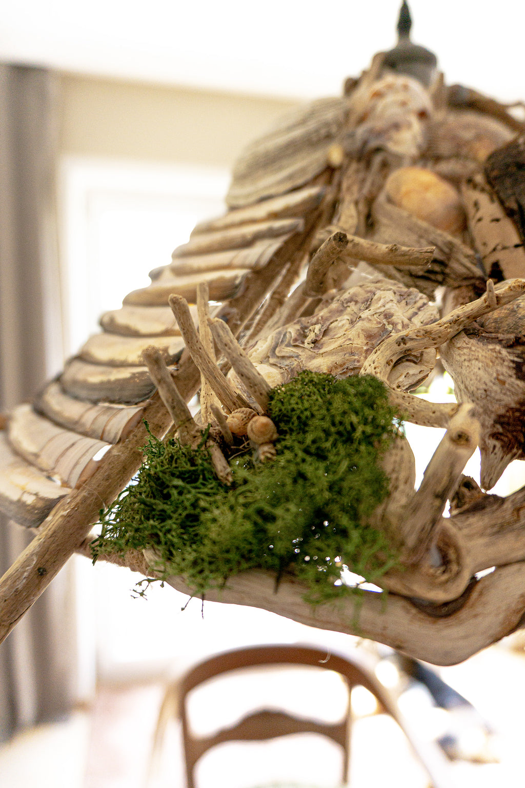 Large unique DRIFTWOOD PENDANT LIGHT 'Malmö', hand-crafted ceiling lamp