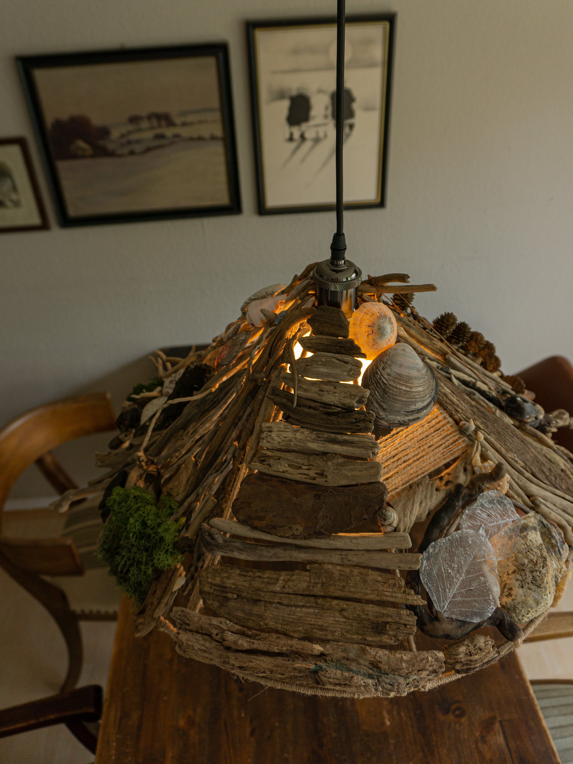 Large unique DRIFTWOOD PENDANT LIGHT 'Malmö', hand-crafted ceiling lamp