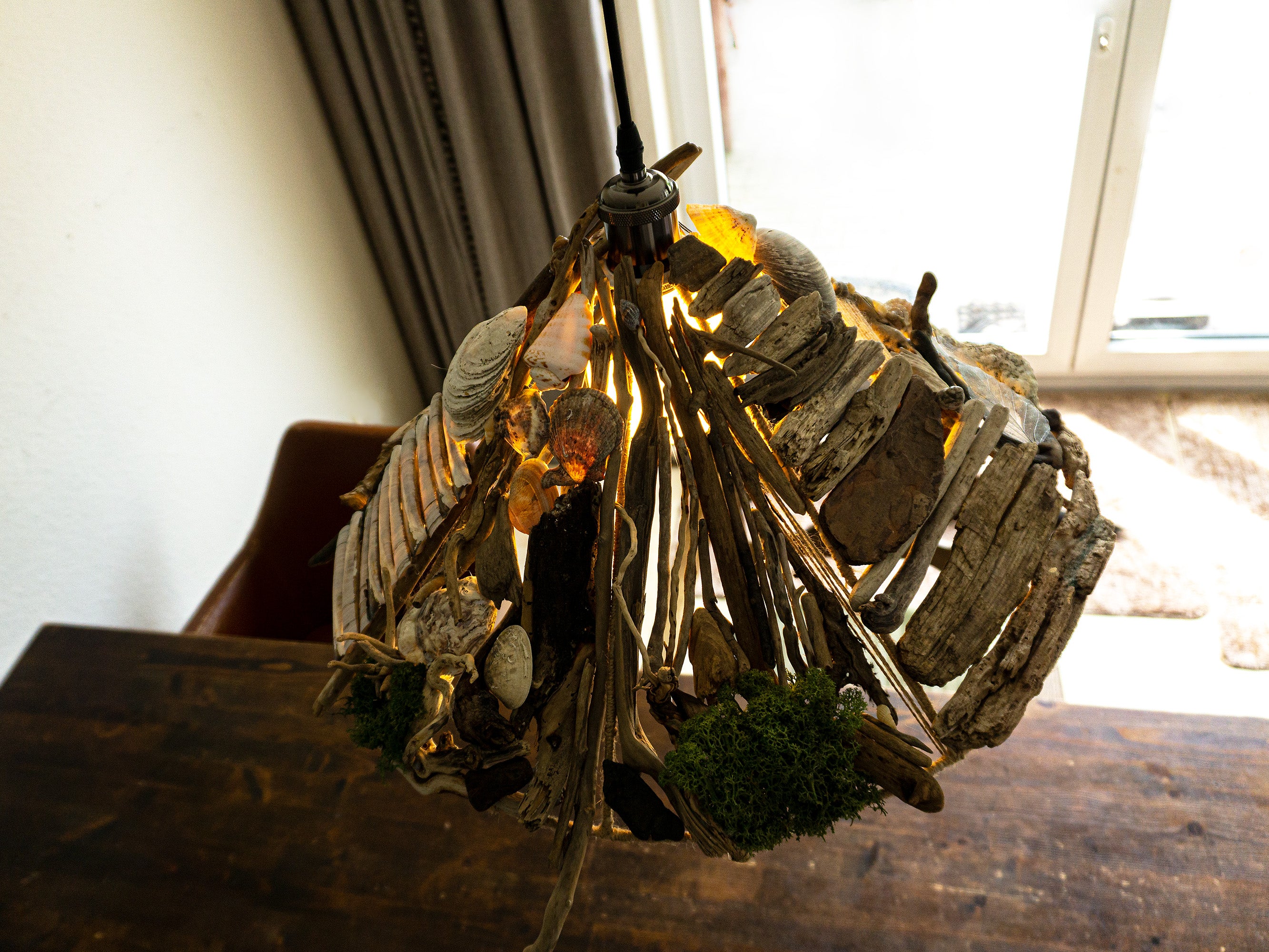 Large unique DRIFTWOOD PENDANT LIGHT 'Malmö', hand-crafted ceiling lamp