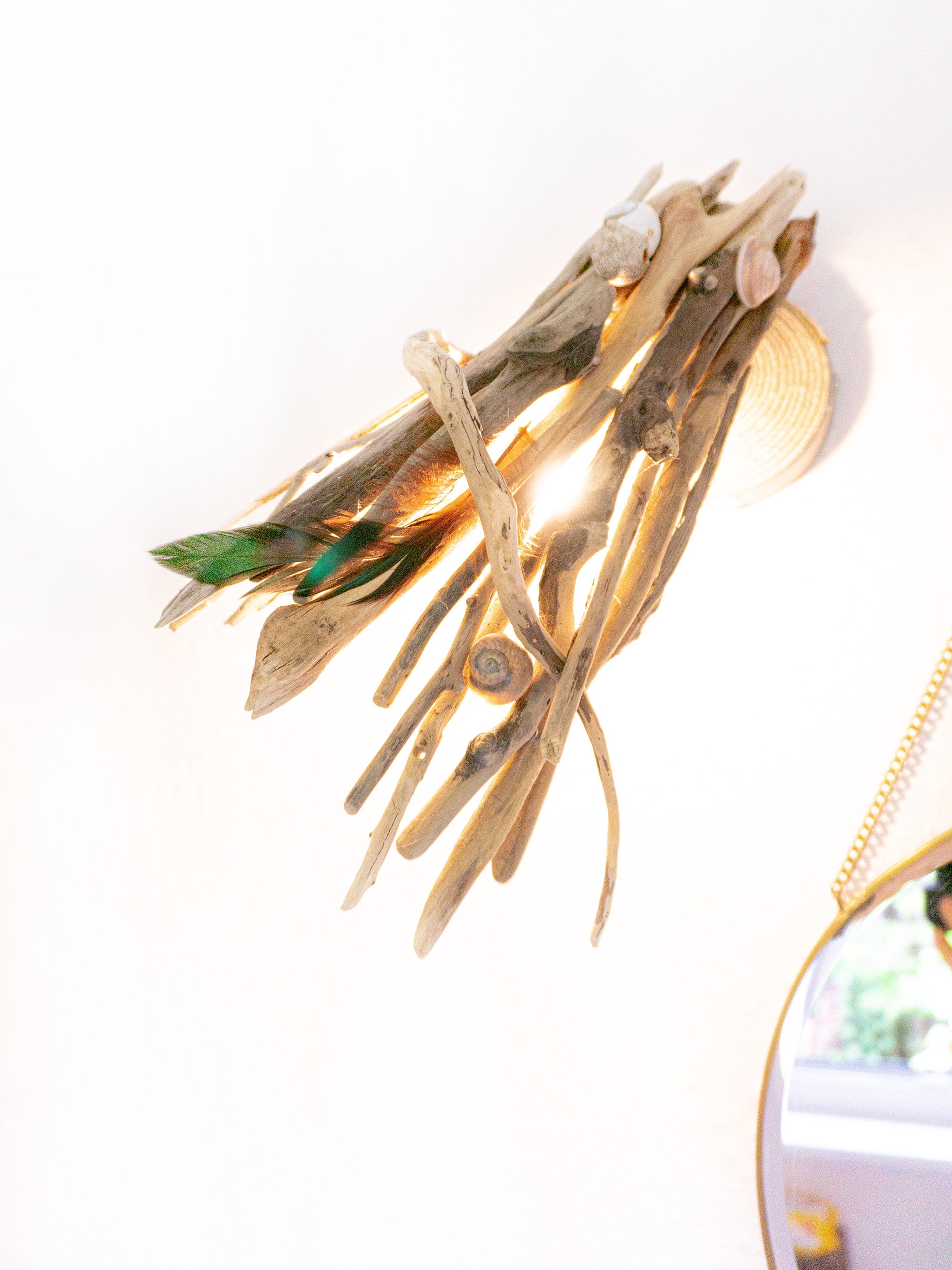 Rotatable DRIFTWOOD WALL LAMP 'Kiel', hand-crafted wall light sconce