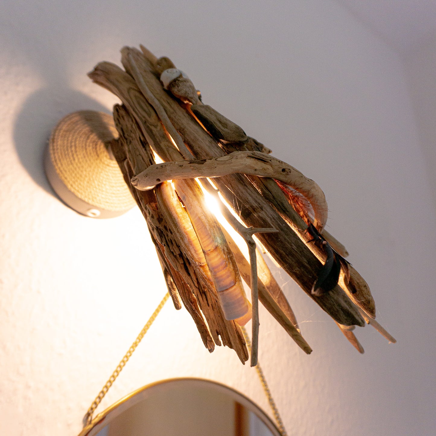 Rotatable DRIFTWOOD WALL LAMP 'Kiel', hand-crafted wall light sconce