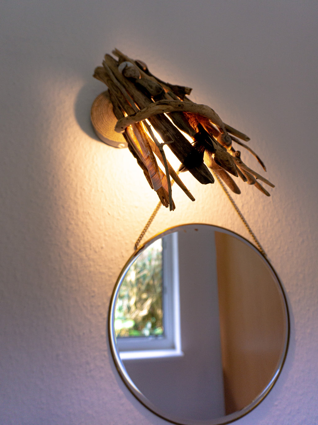 Rotatable DRIFTWOOD WALL LAMP 'Kiel', hand-crafted wall light sconce