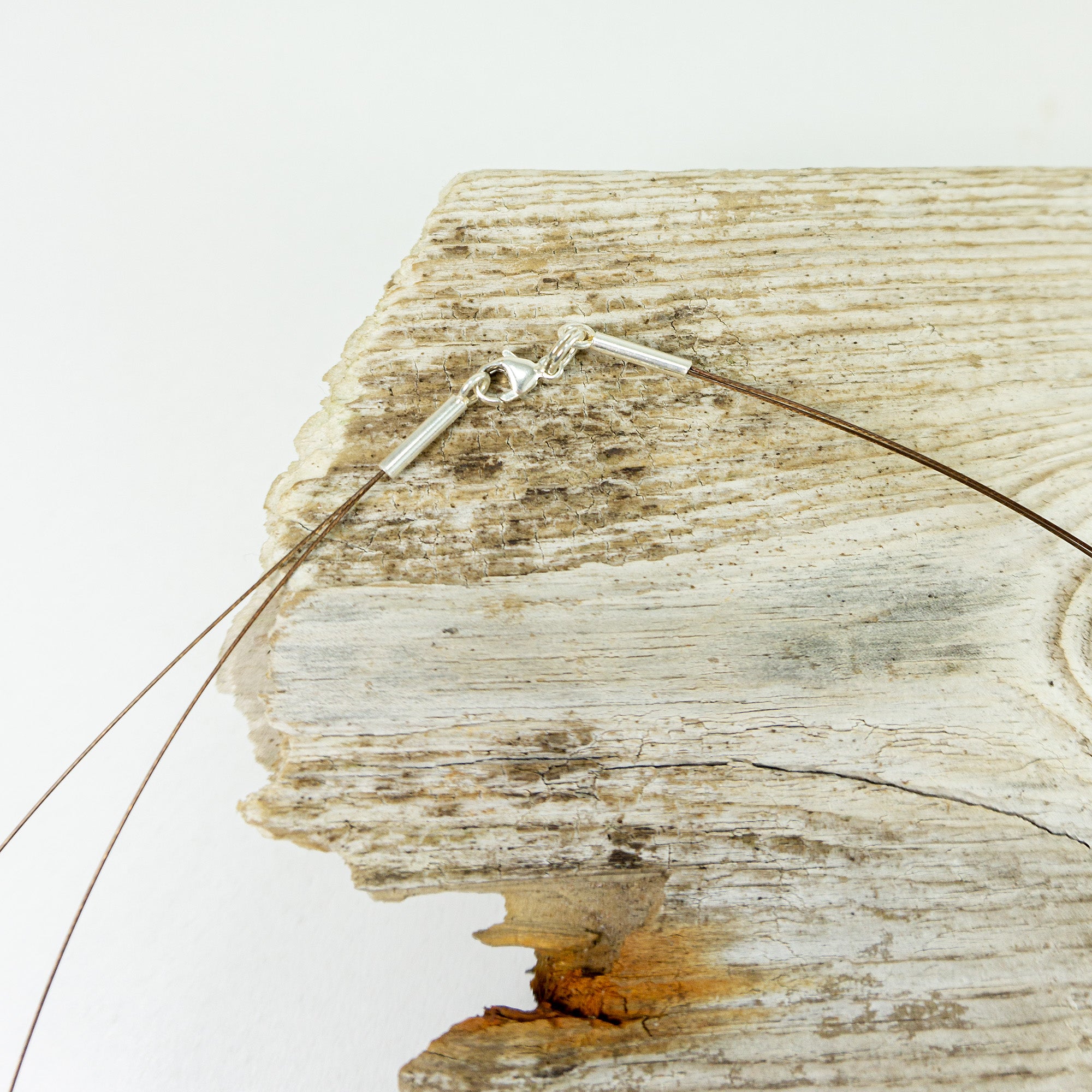 Unique DRIFTWOOD NECKLACE 'Föhr' with seashells, silver and nylon wire