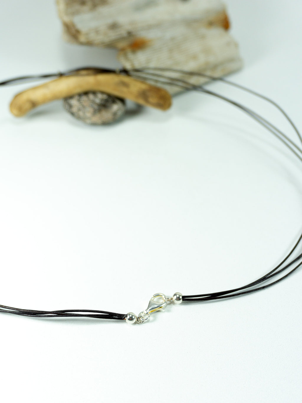 Long one-of-a-kind DRIFTWOOD NECKLACE 'Hiddensee' with agate druse