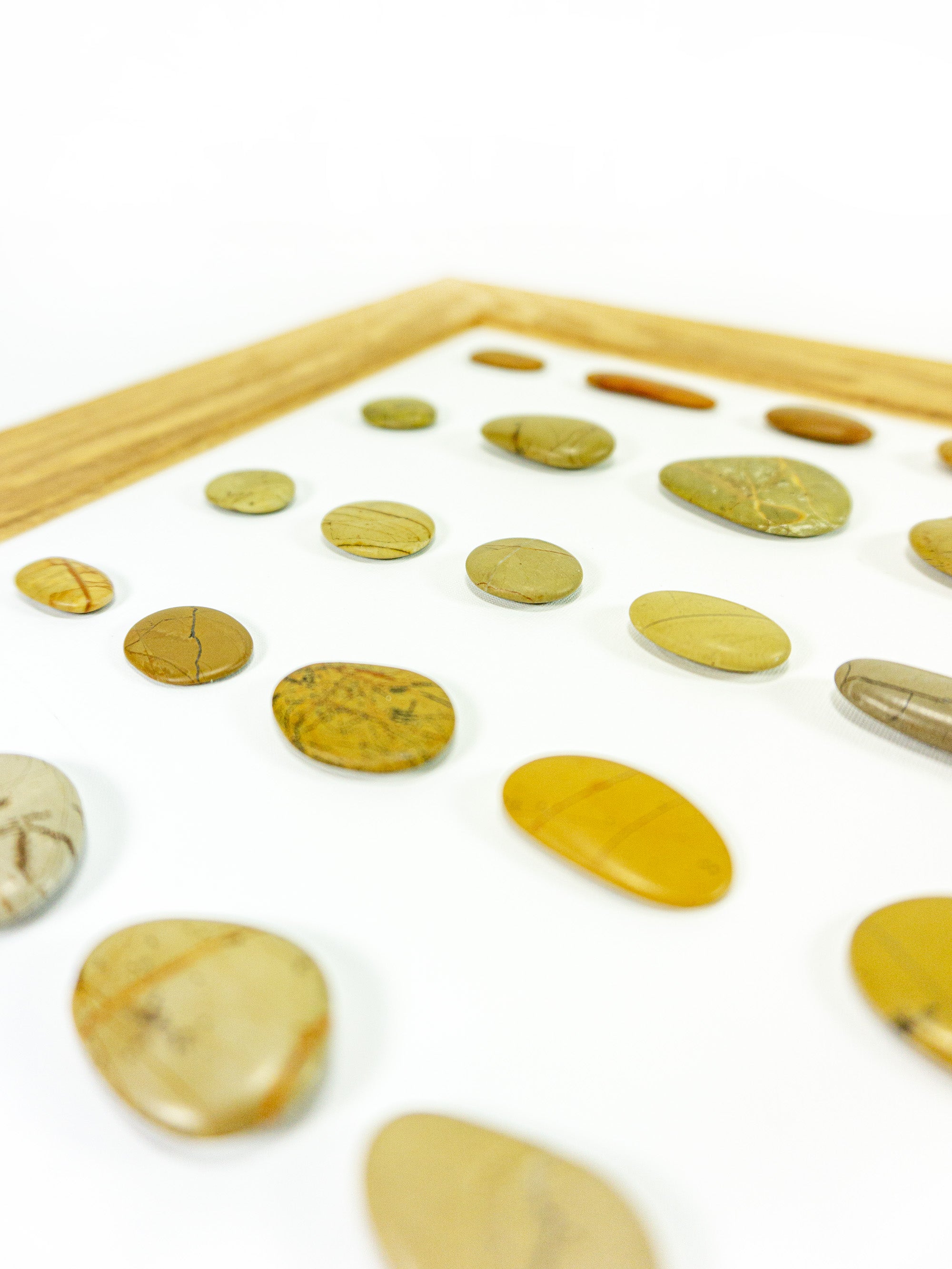 Unique BEACH PEBBLES WALL ART "Moneglia", framed handmade stones picture