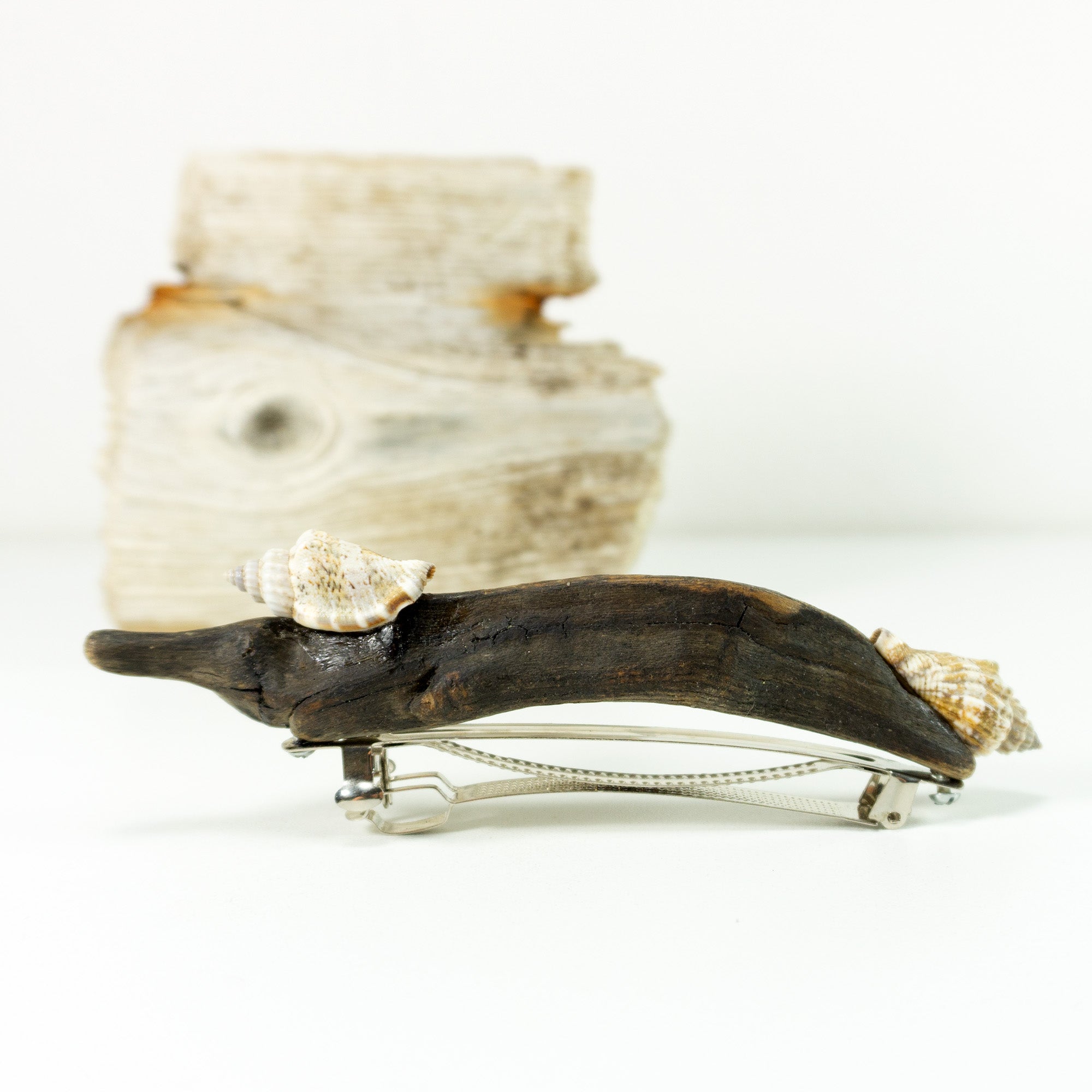 Lovely handcrafted silver DRIFTWOOD HAIR BARRETTE 'Maja' with seashells