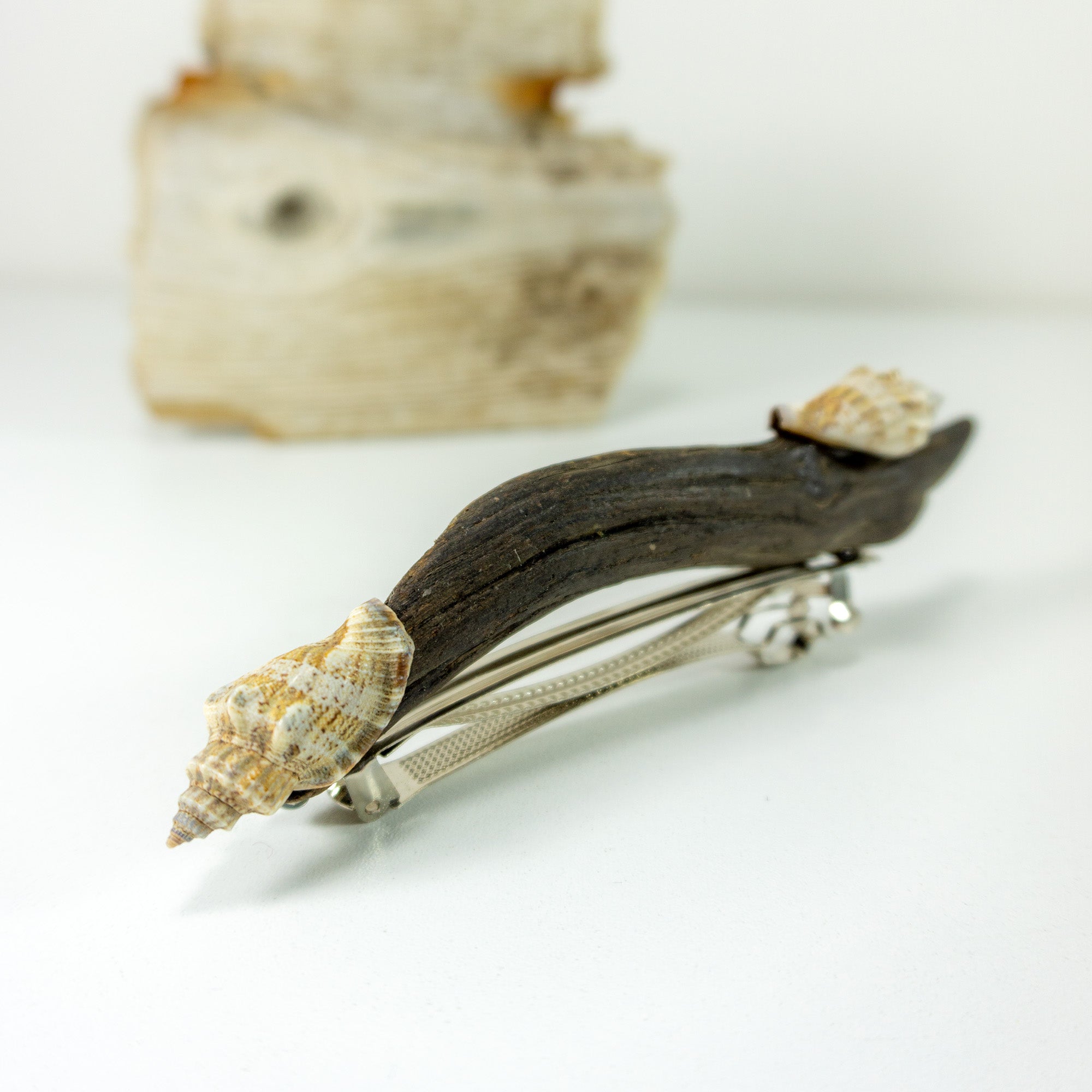 Lovely handcrafted silver DRIFTWOOD HAIR BARRETTE 'Maja' with seashells