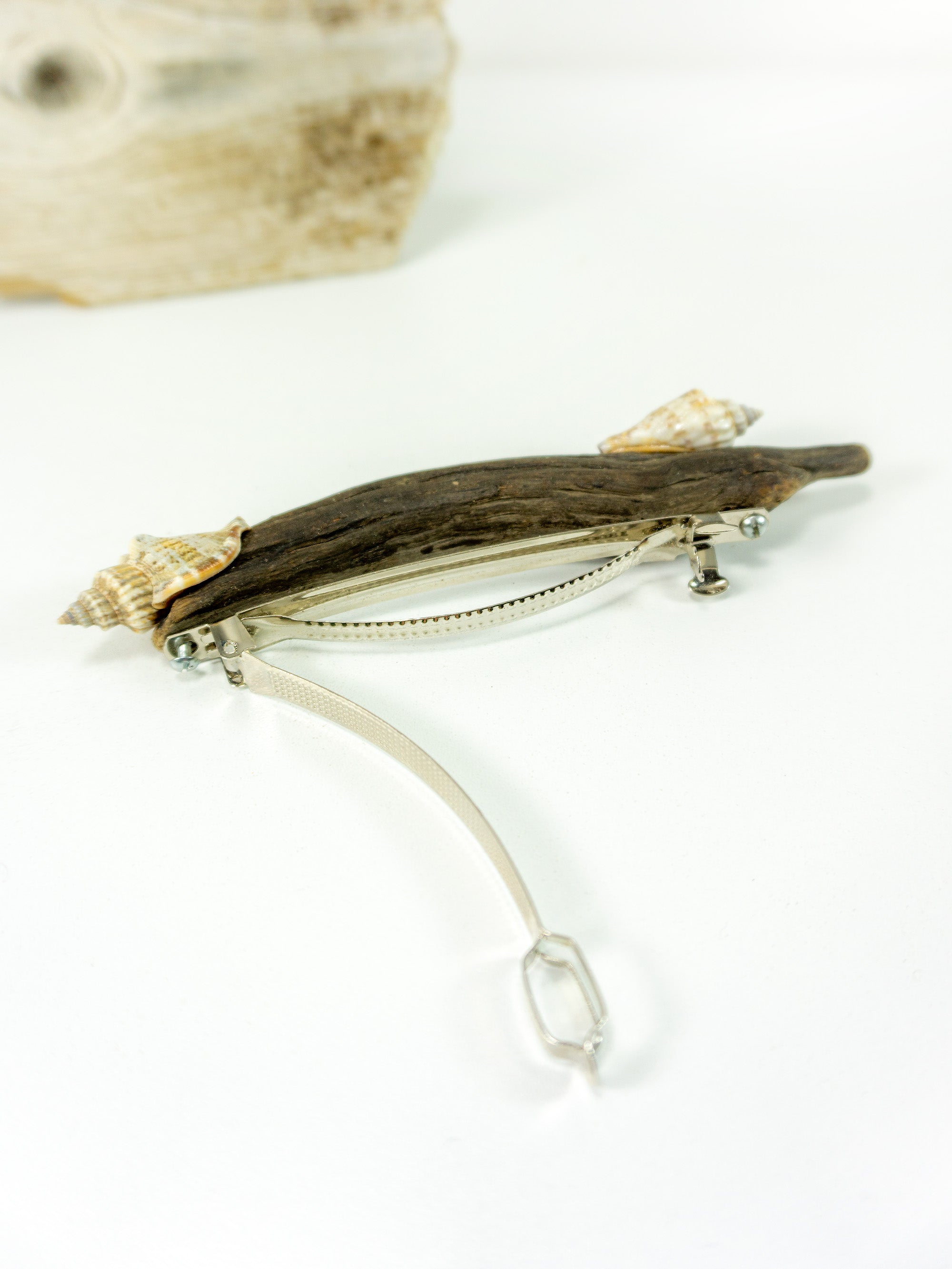 Lovely handcrafted silver DRIFTWOOD HAIR BARRETTE 'Maja' with seashells