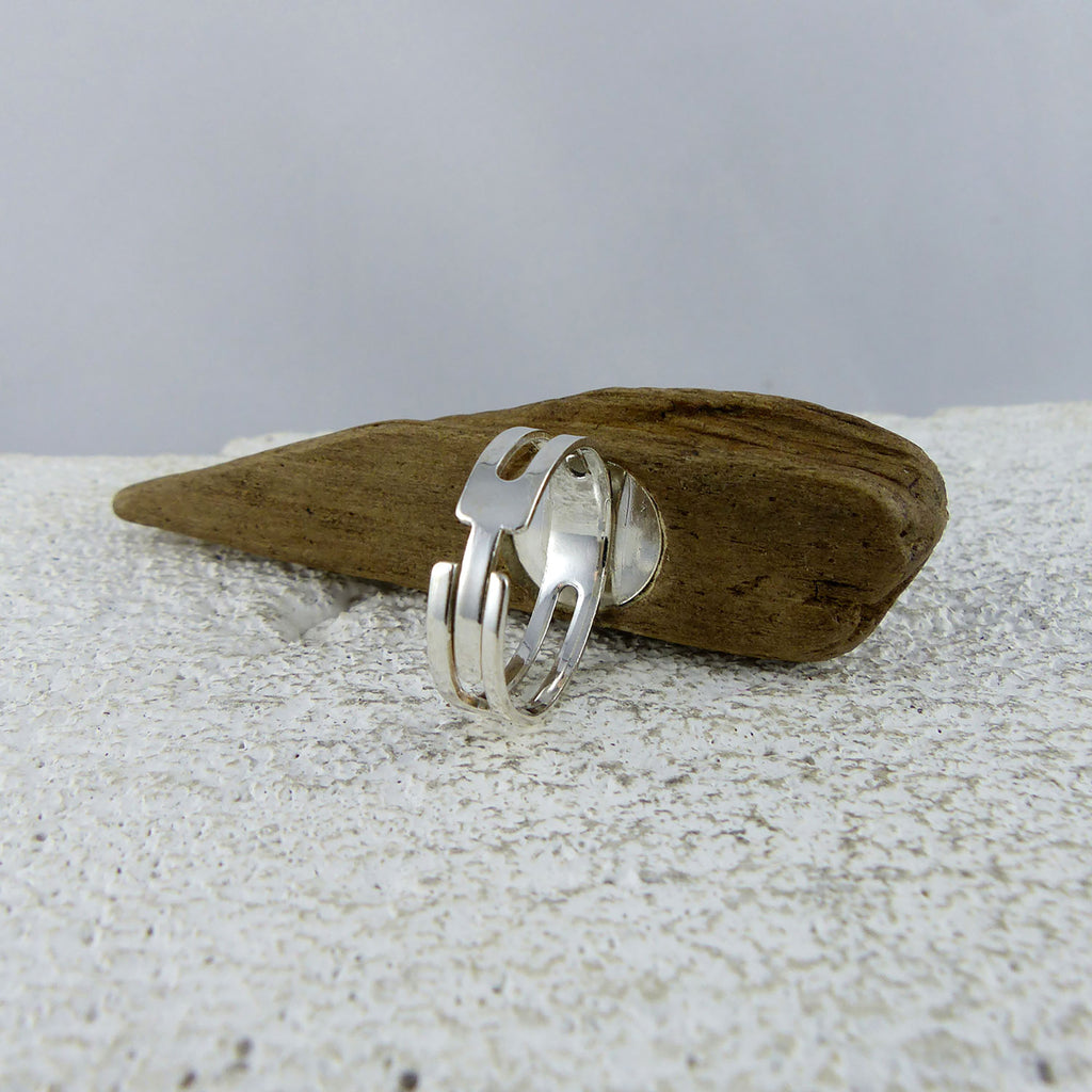 Size adjustable unique Driftwood Amber Ring THOR 925 Silver